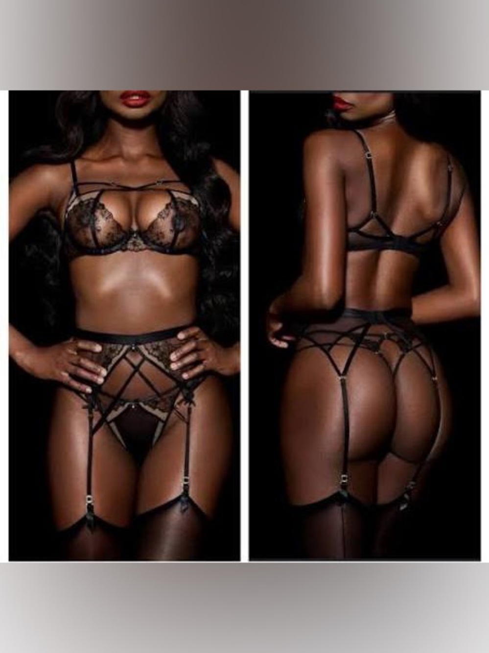 Honey Birdette Emma Bralette & Garter Set | Size S | Used for Photoshoot Only